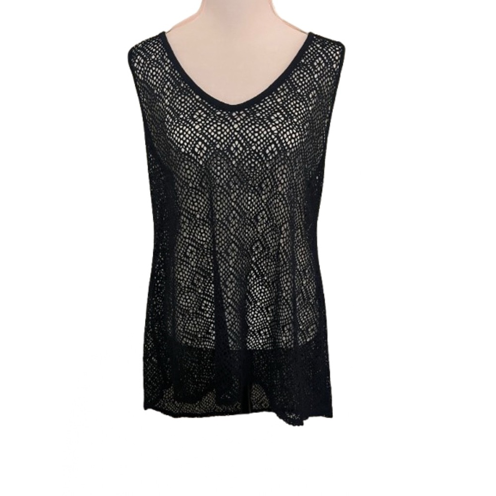 Women’s Crochet Fisherman Knotted Open Back Swim Coverup PTP 20’ Missing Tags